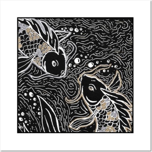Koi white ink Posters and Art
